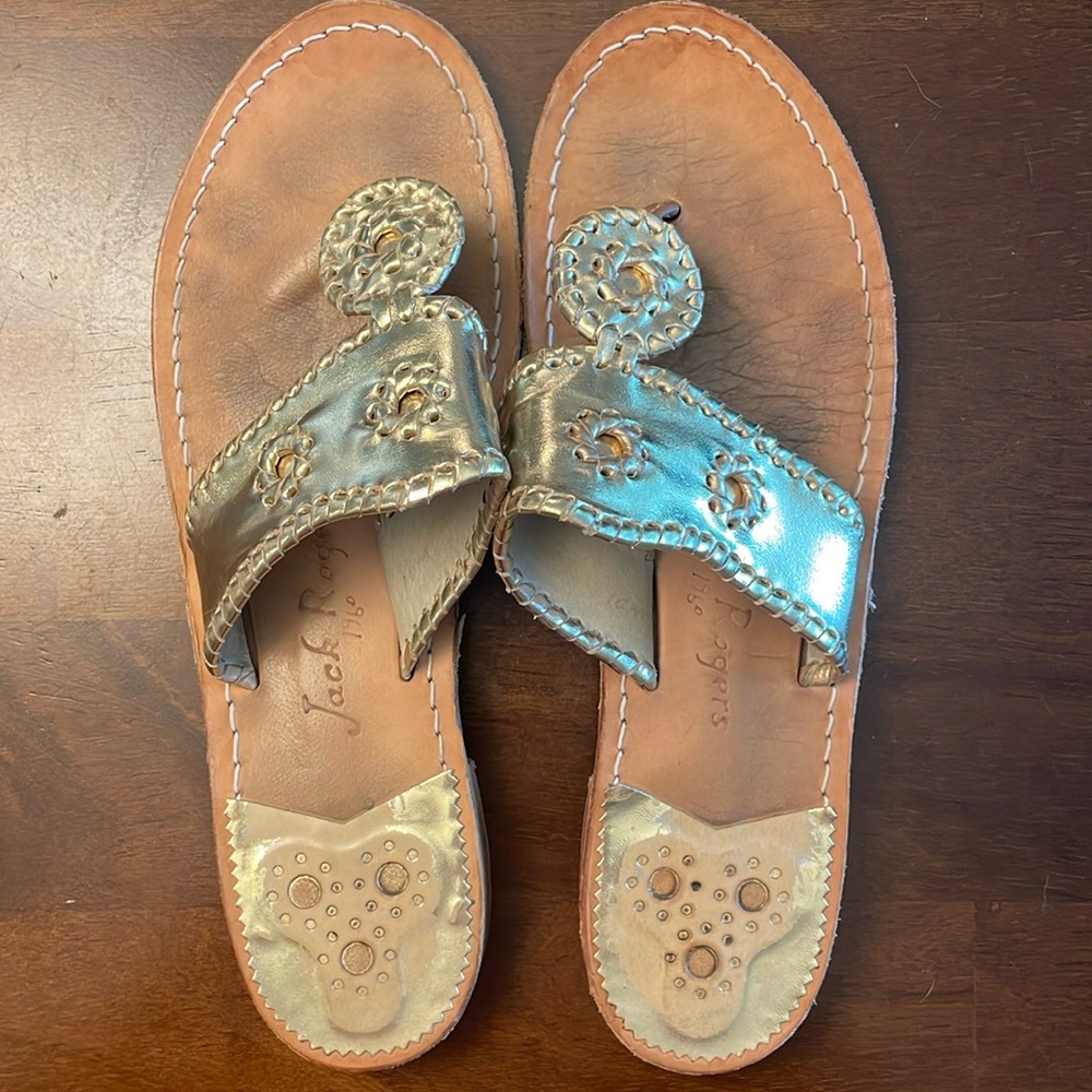 Jack Rogers gold sandals, size 10